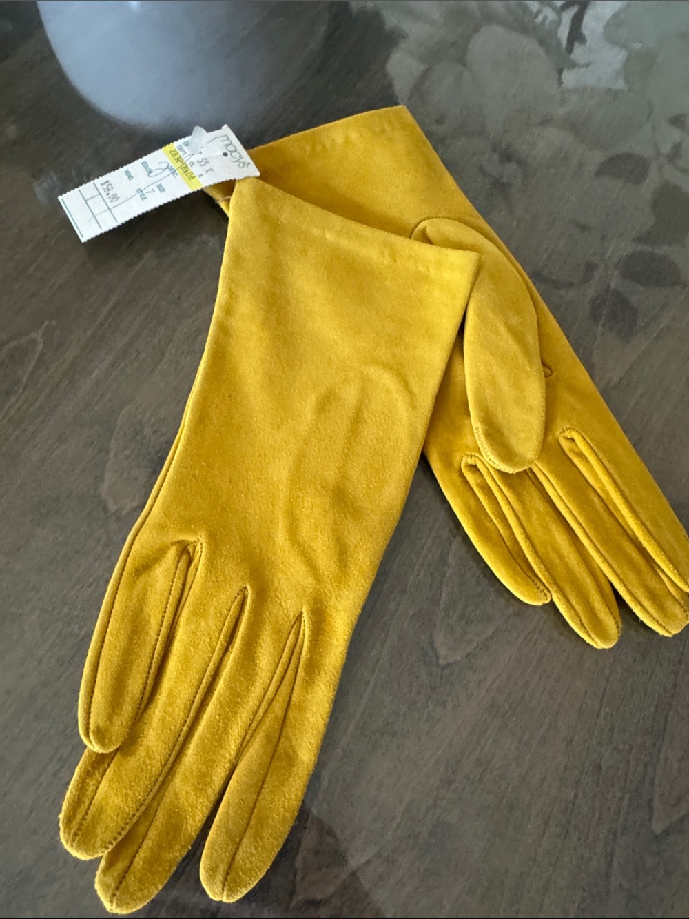 NWT Women’s Kid Suede Dress Gloves - Mustard Yellow